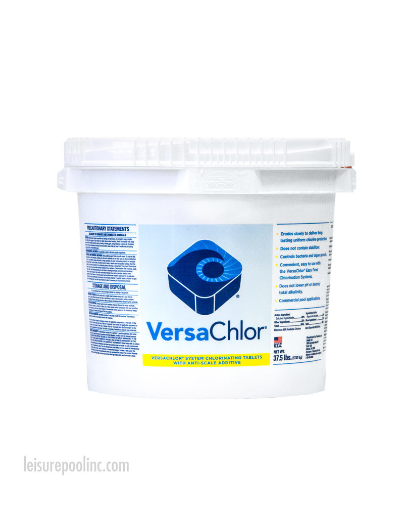 VersaChlor Chlorinating Tablets with AntiScale Additive - 37.5 Lb Bucket - LeisurePoolInc.com.