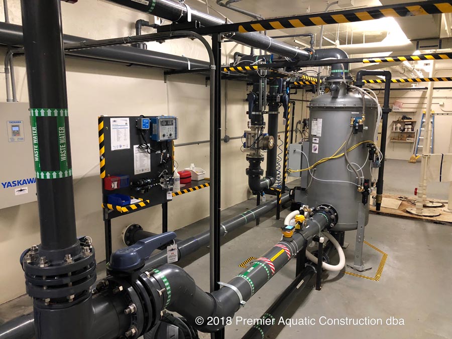 In 2018, Premier Aquatic Construction, dba, the commercial construction division of Leisure Pool & Spa Supply completed a full renovation of Wawasee High School's pool mechanical room. Mechanical room renovations may not be 'sexy' but they are critical to the safety and longevity of operation of any professional aquatic facility.